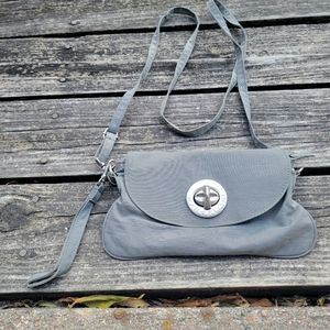 Baggalini Grey Nylon Mini Crossbody Bag with detachable strap